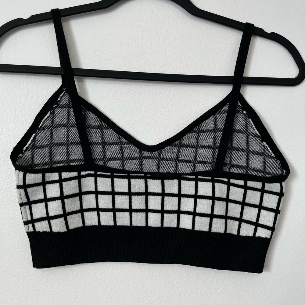 OAK + FORT Black and White Grid Bralette - Picture 2 of 4